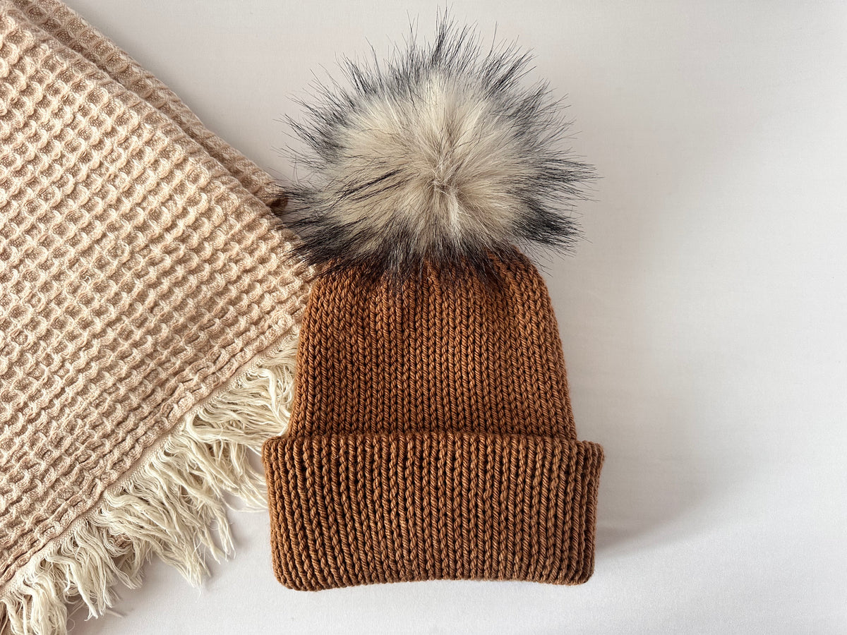 Adult Knit Beanies with Pom