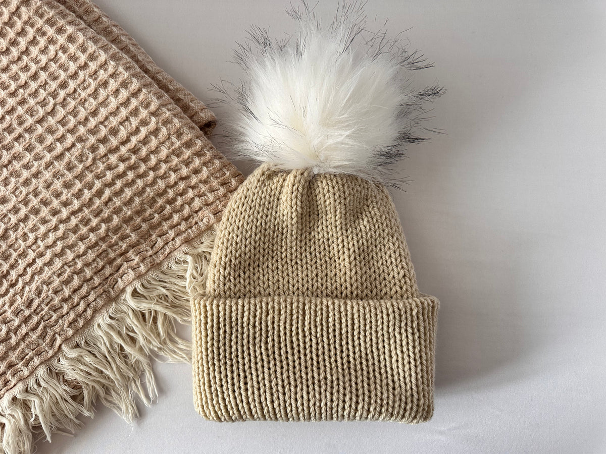 Adult Knit Beanies with Pom